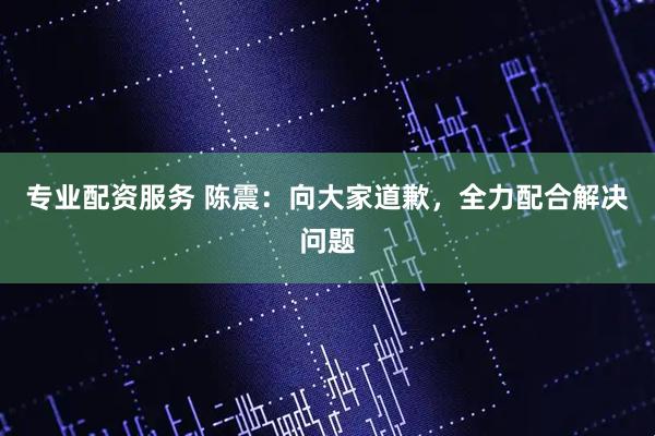专业配资服务 陈震：向大家道歉，全力配合解决问题
